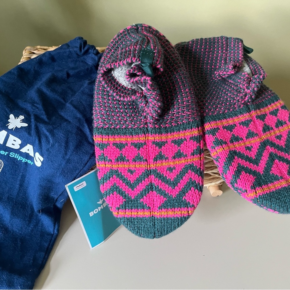 Bombas Blue and Pink Knit Slippers